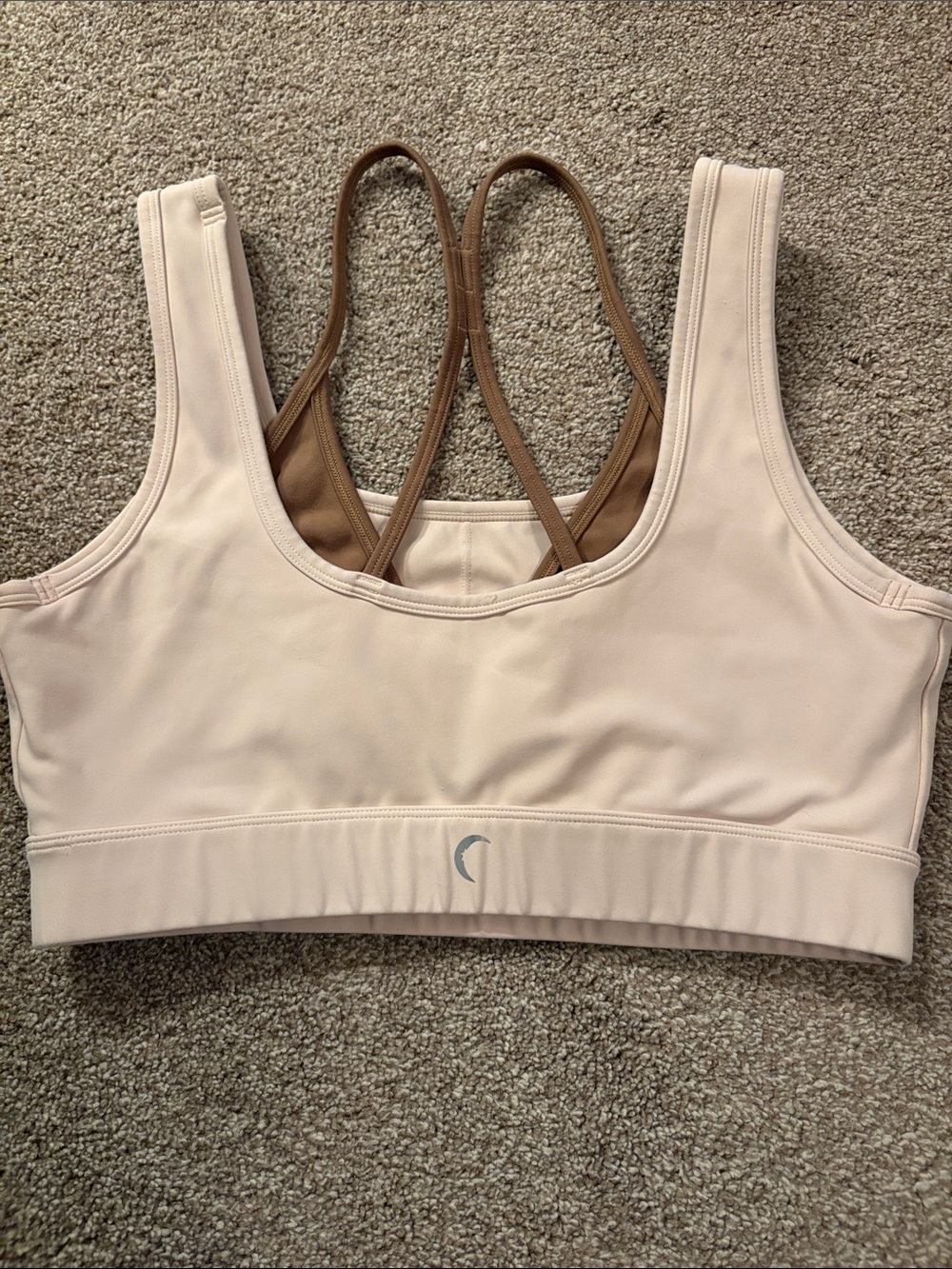 ZYIA Pale Sports Bra with Brown Strappy Back
